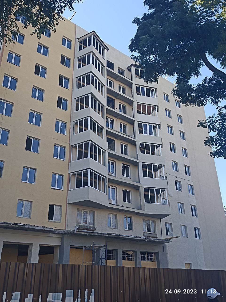 106 restoration in progress — plastering underway, October 2023